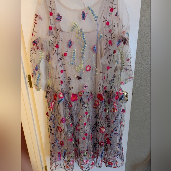 Free People Sheer Floral Embroidered Mini Dress - Picture 2 of 16